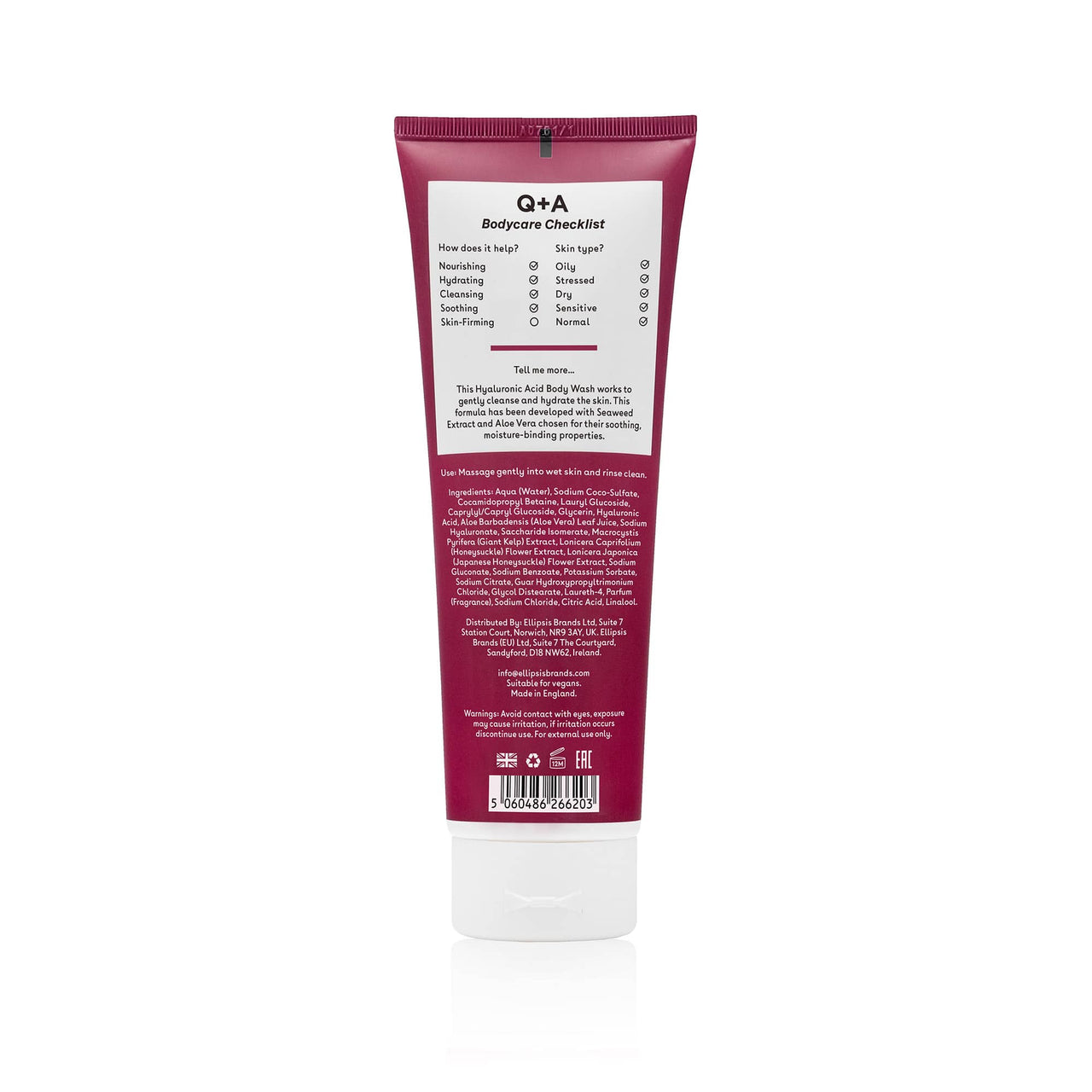 Αφρόλουτρα Hyaluronic Acid Body Wash 250ml Q+A Natural Skincare