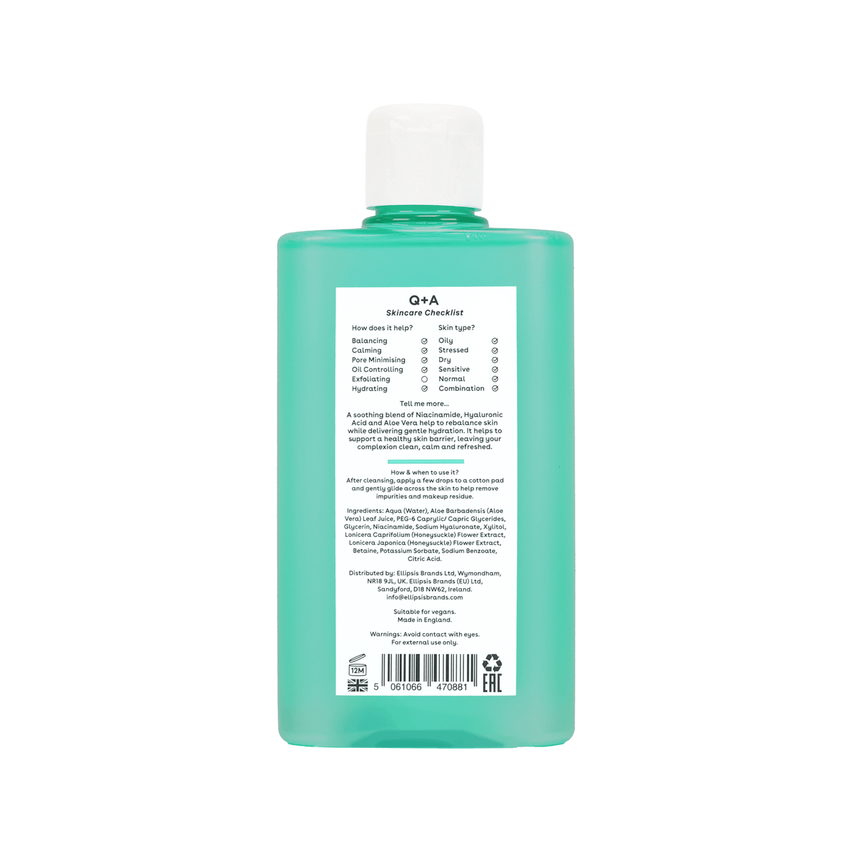 Τονωτική Λοσιόν Niacinamide Balancing Toner - Λοσιόν Εξισορρόπησης Νιασιναμίδης 150ml Q+A Natural Skincare