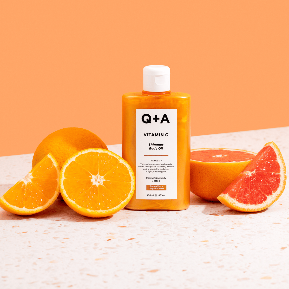 Έλαια σώματος Vitamin C Shimmer Body Oil 150ml – Ξηρό Λάδι Σώματος για Λάμψη Q+A Natural Skincare