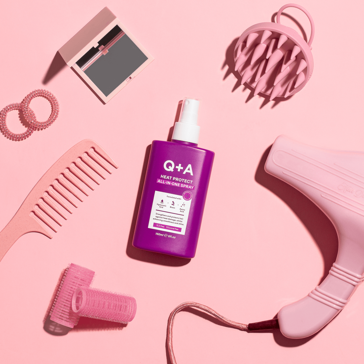 Styling Μαλλιών Heat Protect All-In-One Spray 150ml - Σπρέι Θερμοπροστασίας Q+A Natural Skincare