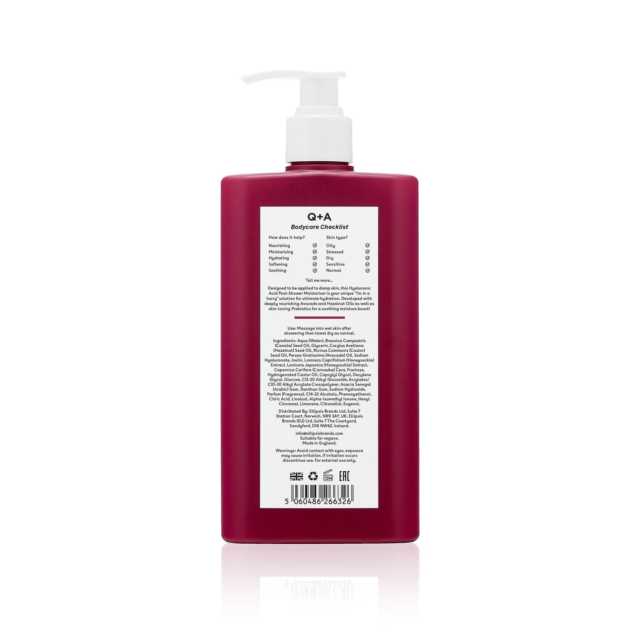 Ενυδάτωση Hyaluronic Acid Post Shower Moisturiser 250ml Q+A Natural Skincare