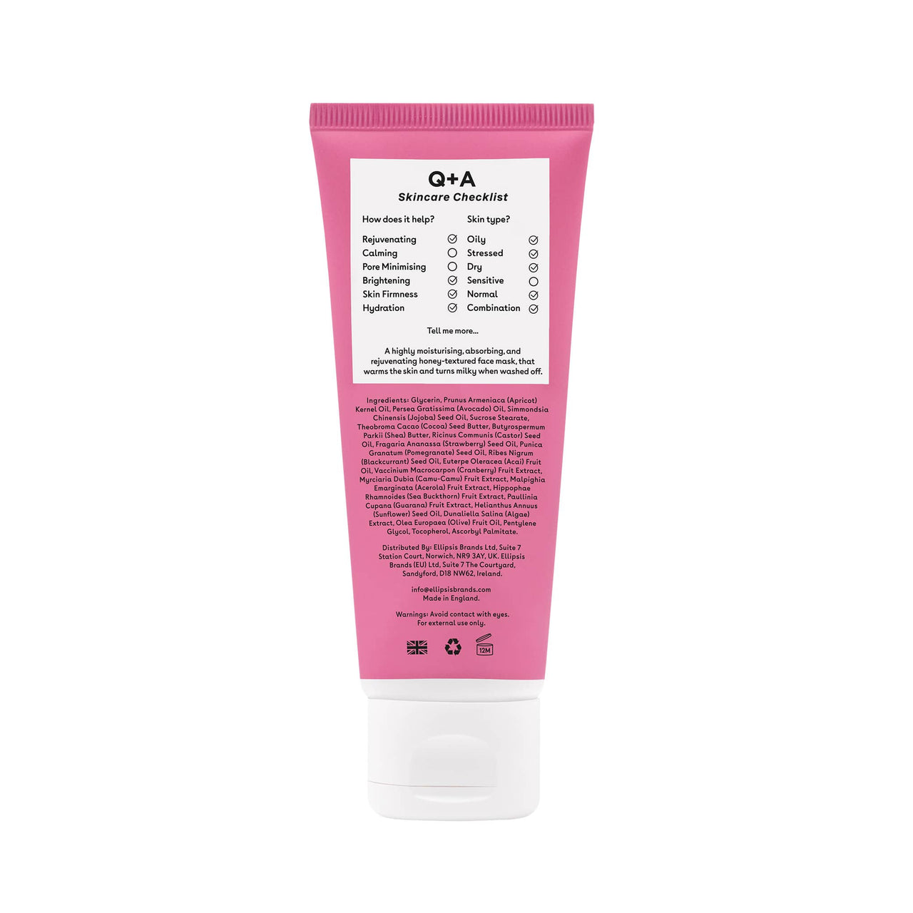 Μάσκες Προσώπου Vitamin A.C.E. Warming Gel Mask 75ml Q+A Natural Skincare